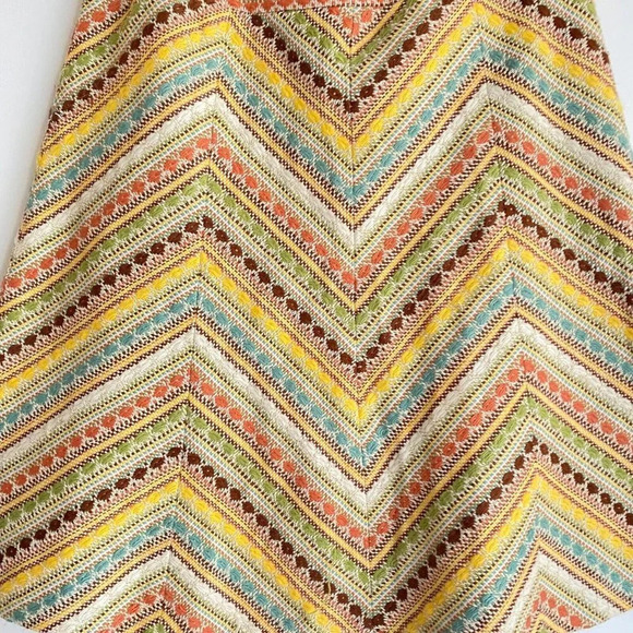 Vintage Chevron Textured Tweed like A line Mini Skirt L - Picture 3 of 7